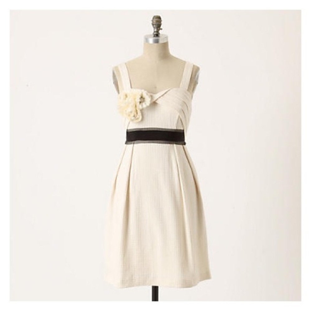Anthropologie Deletta Cream Textured Dress
